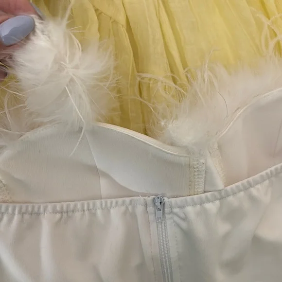 White Feather-Trimmed Bustier Top - Picture 3 of 3